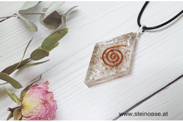 Orgon Anhänger Raute: Selenit & Spirale